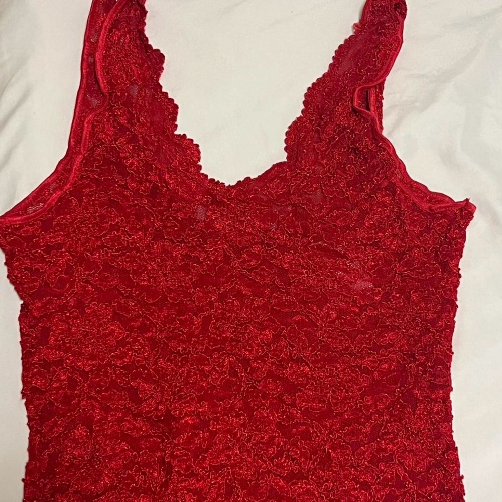 Vintage Y2K Victoria's Secret Red Lace Bodysuit